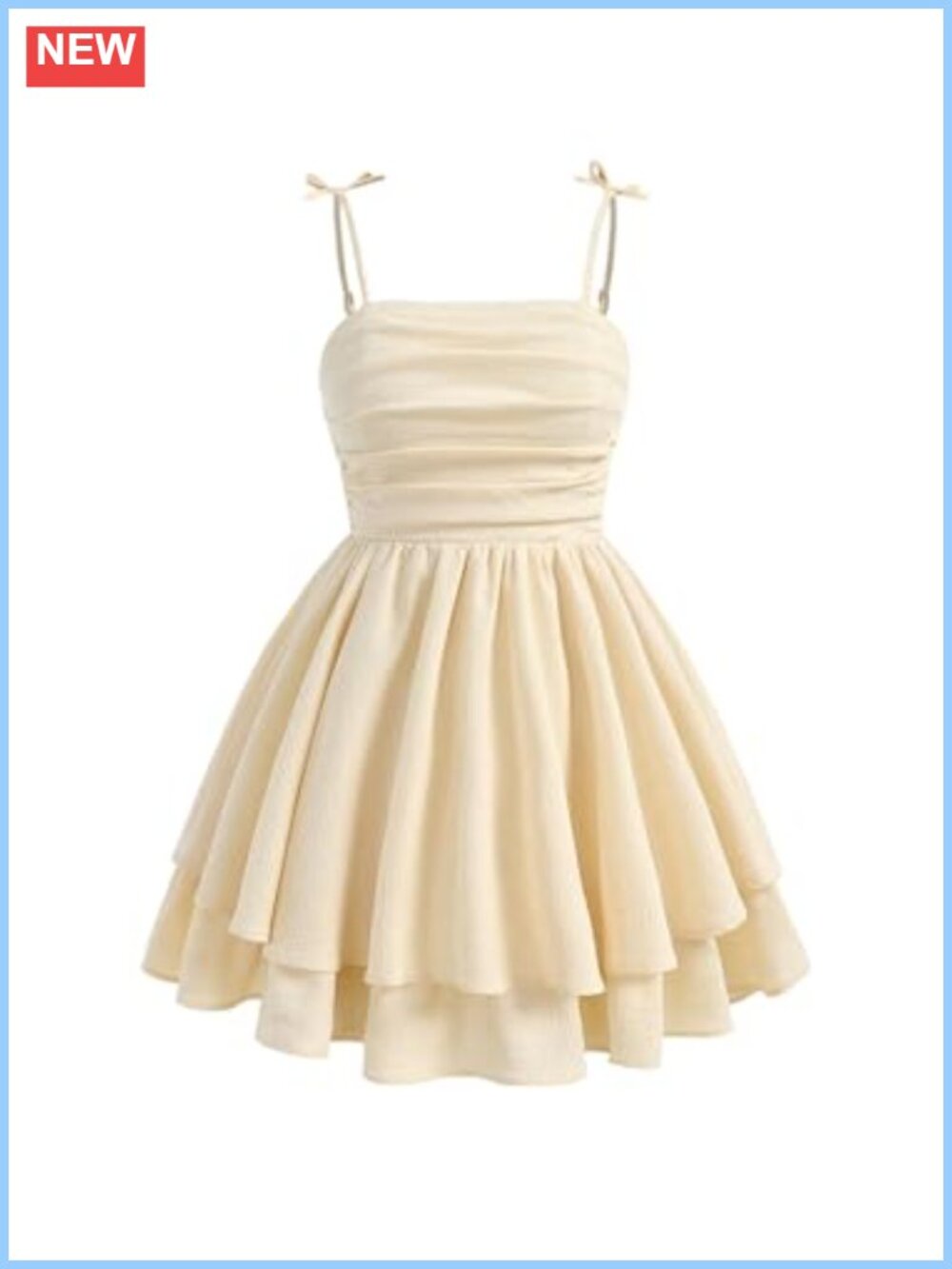 Girls Smocked Ruched A-Line Flowy Layered Cami Dress Sleeveless Polyester